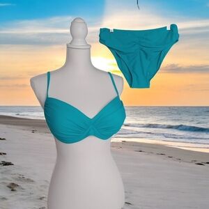 FOCLASSY‎ 2 PC. SWIMSUIT SIZE 50 (USA-20-22) AQUA NWT